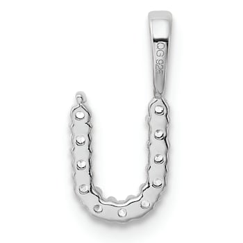 Rhodium Over 14K White Gold Lab Grown Diamond Letter U Initial Pendant