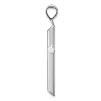 Rhodium Over 14k White Gold 3D Cross Pendant
