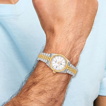Mens Charles Hubert IP-plated Two-tone Off White Dial Watch