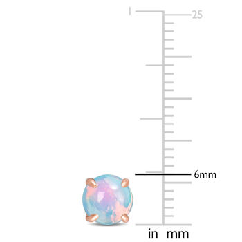 Ethiopian Opal-Blue 10K Pink Gold Earrings 1.80ctw