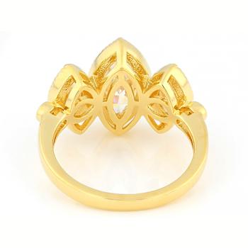 Diamond Simulant Marquise And Lab-Created Moissanite Ring In 18K Gold
Over Sterling Silver 3.99ctw