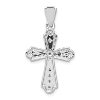 Rhodium Over 14K White Gold 1/10ct. Diamond Cross Pendant
