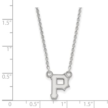 Rhodium Over Sterling Silver MLB LogoArt Pittsburgh Pirates P Pendant Necklace