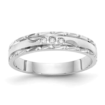 Rhodium Over 14K White Gold AA Quality Trio Ladies Wedding Band