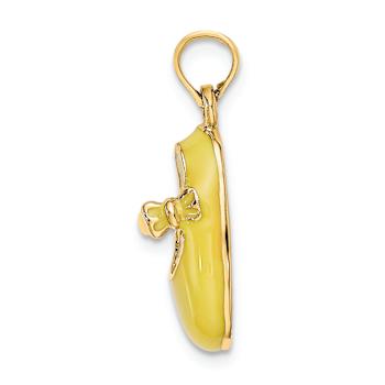 14k Yellow Gold with Yellow Enamel 3D Baby Shoe Charm