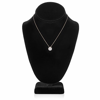 14K Yellow Gold Necklace Round HaloCubic Zirconia Solitaire1.25CTW 16
Inch .60mm Box Link Chain