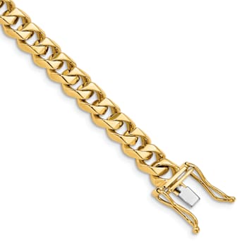 10k Yellow Gold and 10k White Gold 7mm Hand-polished Traditional Link Bracelet