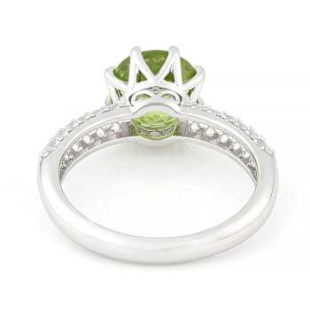 Peridot And White Topaz Ring In Sterling Silver