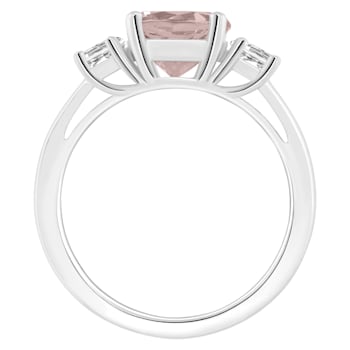 8mm Round Rose Quartz And White Topaz Rhodium Over Sterling Silver
3-Stone Ring