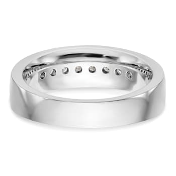 Rhodium Over 14K White Gold Lab Grown Diamond Men's Band