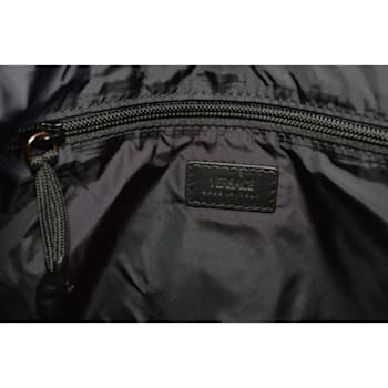 Versace Black Nylon Barocco Signature Print Drawstring Backpack