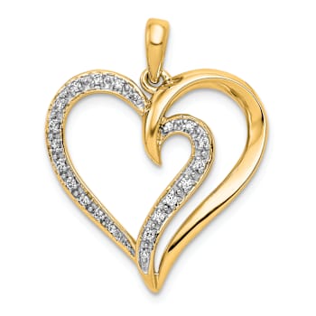 14K Two-tone Gold  Diamonds Heart Pendant