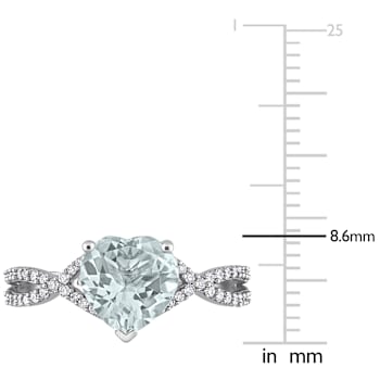 Aquamarine and Diamond 14K White Gold Infinity Ring 1.7ctw