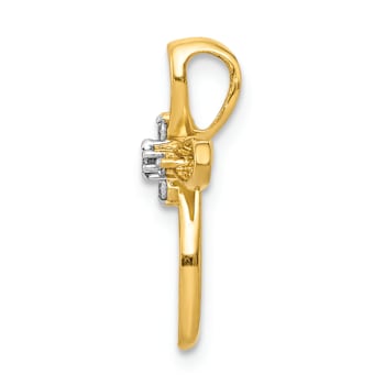 10k Yellow Gold and Rhodium Over 10k Yellow Gold Diamond Cross Chain
Slide Pendant