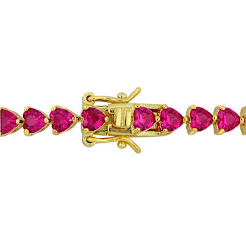Created Ruby 18K Yellow Gold Over Sterling Silver Bracelet 12.3ctw