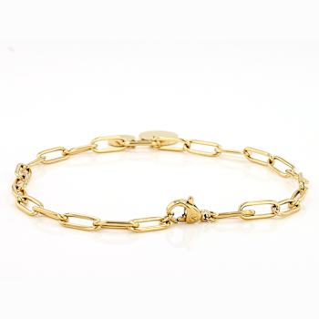 Paperclip Link Bracelet With Disc Charm In Gold-Tone 4mm