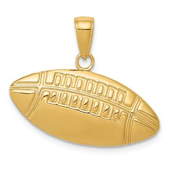 14k Yellow Gold Polished and Textured Medium Football Charm
