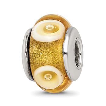Sterling Silver Yellow Hand-blown Glass Bead