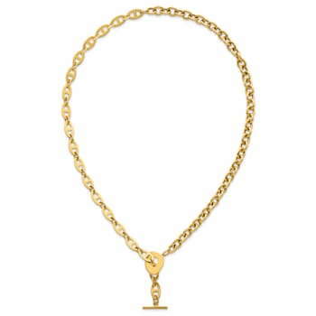 14K Yellow Gold Anchor and Cable Link 18-inch Toggle Necklace
