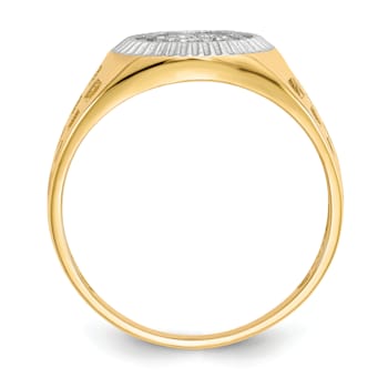 10K Two-tone Yellow and White Gold Men's Cubic Zirconia Cluster Ring