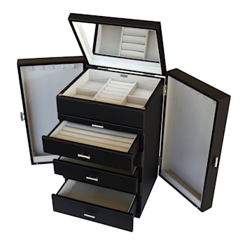 Mele and Co Geneva Large Wooden Jewelry Box in Java Finish