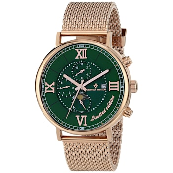 Christian Van Sant Men's Somptueuse LTD Green Dial, Rose Stainless Steel
mesh Watch