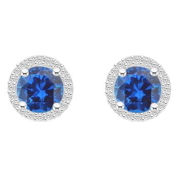 6mm Round Created Sapphire And Created White Sapphire 10k White Gold
Halo Stud Earrings