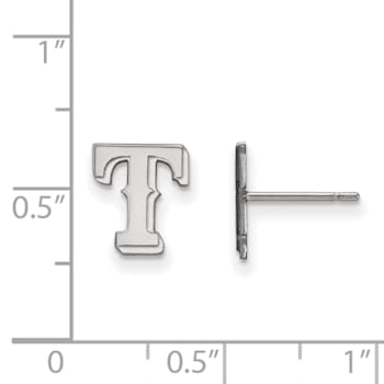Rhodium Over Sterling Silver MLB LogoArt Texas Rangers Ex-Small Post Earrings