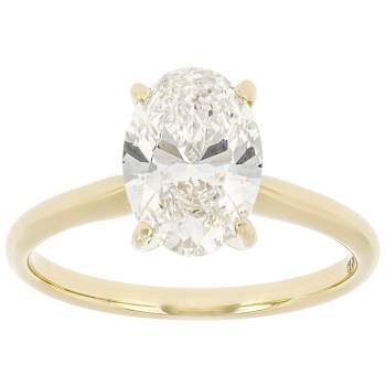 Lab-Grown Diamond Oval Solitaire Ring In 14K Gold 2.00ct
