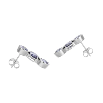 Blue Cubic Zirconia Platinum Over Silver December Birthstone Earrings 8.21ctw