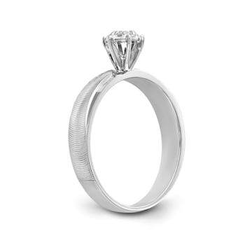Rhodium Over 14K White Gold AA Quality Trio Engagement Ring 0.05ctw