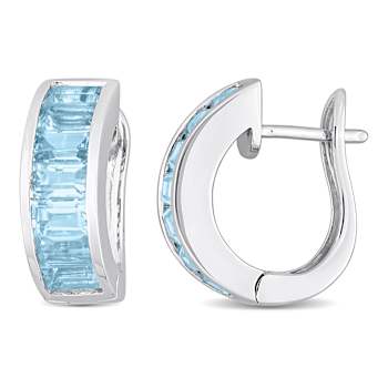 5.60ctw Sky Blue Topaz Hoop Earrings in Sterling Silver