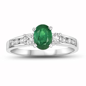 1.20ctw Emerald and Diamond Ring in 14k White Gold