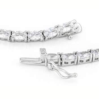 Oval CZ Tennis Necklace In Sterling Silver