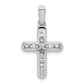 Rhodium Over 14k White Gold Diamond Latin Cross Pendant