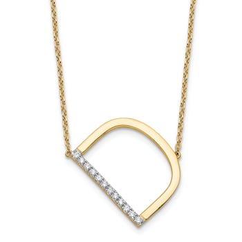 14k Yellow Gold and Rhodium Over 14k Yellow Gold Sideways Diamond
Initial D Pendant 18 Inch Necklace