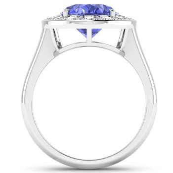3.85ctw Violet Tanzanite and Diamond 14K White Gold Halo Ring