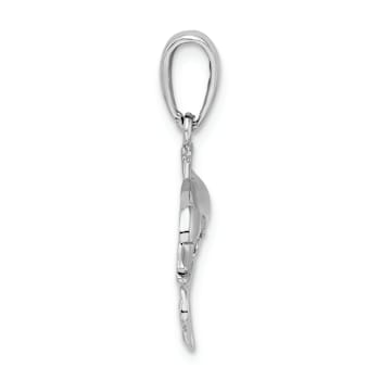 Rhodium Over Sterling Silver Polished Dolphin Pendant