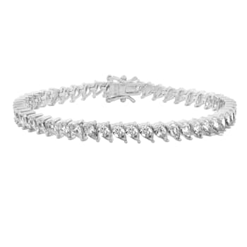 White Cubic Zirconia Platinum Over Sterling Silver Tennis Bracelet 12.50ctw