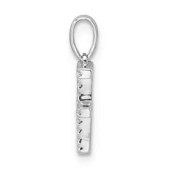 Rhodium Over 14k White Gold Diamond Letter F Initial Pendant