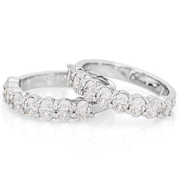 Oval CZ Set Of Two Stackable Band Rings In Rhodium Over Brass 5.30ctw