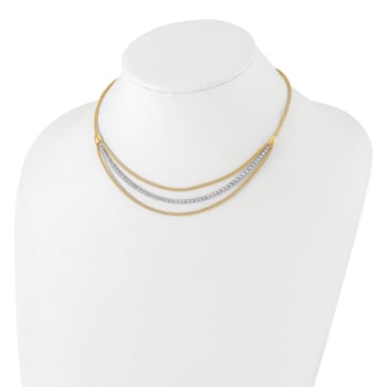 14K Two-tone Polished and Diamond-cut Layered Plus 2-inch Ext. Necklace