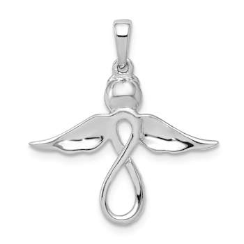 Rhodium Over 14k White Gold Diamond Infinity Angel Pendant