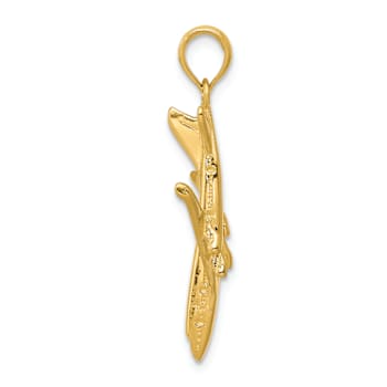 14k Yellow Gold 3D Jet Pendant