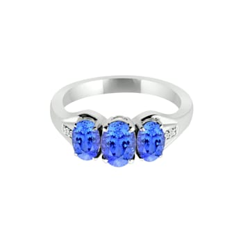 14K White Gold Oval Tanzanite and Diamond Ring, 1.73ctw