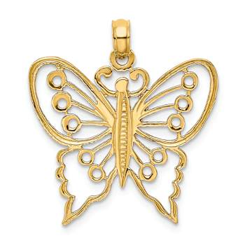 10K Yellow Gold Textured Cut-Out Butterfly Charm
