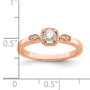 14K Rose Gold Petite Rope Edge Round Diamond Ring 0.24ctw