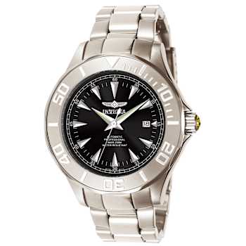 Invicta Signature 47mm Black Dial Stainless Steel Band Automatic Watch
