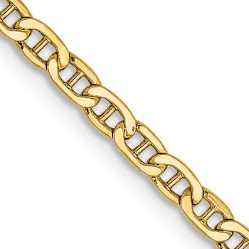 14k Yellow Gold 2.40mm Semi-Solid Mariner Chain 22 inch