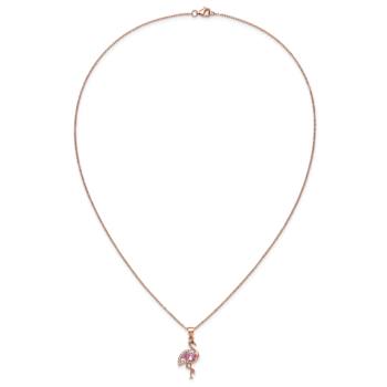14K Rose Gold Over Sterling Silver Lab Created Ruby/Black Spinel/Cubic
Zirconia Flamingo Necklace
